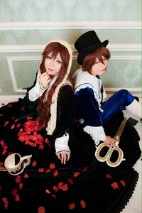 Rating: Safe Score: 0 Tags: 2girls back-to-back brown_hair crossdressing dress flower green_eyes hat long_hair long_sleeves looking_at_viewer multiple_cosplay multiple_girls petals souseiseki tagme top_hat twins User: admin