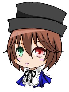 Rating: Safe Score: 0 Tags: 1girl bangs black_headwear blush_stickers brown_hair chibi eyebrows_visible_through_hair frills green_eyes hair_between_eyes hat image long_sleeves looking_at_viewer red_eyes ribbon short_hair simple_background solo souseiseki striped suiseiseki top_hat white_background User: admin