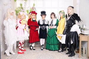 Rating: Safe Score: 0 Tags: 6+girls blonde_hair bow brown_hair closed_eyes dress flower green_dress green_hair hair_flower hair_ornament hat high_heels long_hair long_skirt long_sleeves multiple_cosplay multiple_girls pantyhose shoes smile standing tagme very_long_hair white_legwear wide_sleeves User: admin