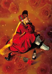 Rating: Safe Score: 0 Tags: 1girl barefoot blonde_hair blue_eyes bonnet bow dress flower long_hair pink_flower pink_rose red_dress red_flower red_rose rose shinku sitting solo twintails very_long_hair User: admin