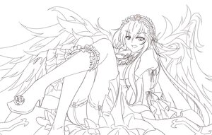 Rating: Safe Score: 0 Tags: 1girl auto_tagged boots dress frills greyscale hairband image lineart long_hair long_sleeves looking_at_viewer monochrome open_mouth smile solo suigintou very_long_hair wings User: admin