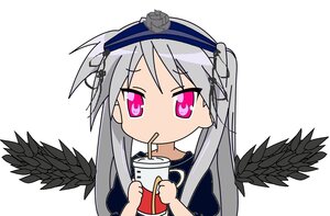 Rating: Safe Score: 0 Tags: 1girl bangs black_wings bubble_tea cup drink drinking drinking_straw feathered_wings feathers flower grey_hair hairband holding_cup image long_hair solo striped suigintou upper_body white_background wings User: admin