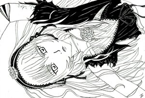 Rating: Safe Score: 0 Tags: 1girl auto_tagged dress flower frills greyscale hairband image long_hair looking_at_viewer monochrome ribbon rose signature solo suigintou upper_body User: admin