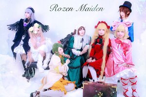 Rating: Safe Score: 0 Tags: 6+girls blonde_hair blue_eyes brown_hair dress green_hair hat long_hair long_sleeves multiple_cosplay multiple_girls short_hair siblings sisters sitting souseiseki suigintou tagme wings User: admin