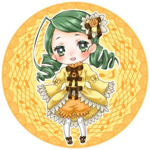 Rating: Safe Score: 0 Tags: 1girl chibi dress drill_hair eighth_note flower frills full_body green_eyes green_hair hair_ornament image kanaria long_sleeves musical_note pantyhose rose smile solo twin_drills white_legwear yellow_dress User: admin