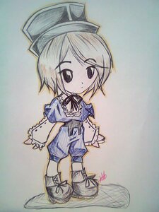 Rating: Safe Score: 0 Tags: 1girl bangs capelet chibi eyebrows_visible_through_hair full_body hat image long_sleeves lunasa_prismriver neck_ribbon photo shoes short_hair shorts solo souseiseki standing traditional_media User: admin
