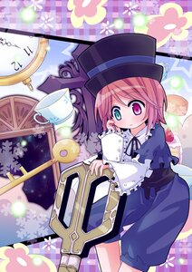 Rating: Safe Score: 0 Tags: 1girl blush brown_hair flower hat heterochromia image long_sleeves short_hair solo souseiseki top_hat User: admin