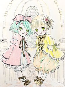Rating: Safe Score: 0 Tags: 2girls blonde_hair blush bow costume_switch dress flower green_eyes green_hair hair_bow hair_ornament image long_sleeves looking_at_viewer multiple_girls open_mouth pink_bow pink_dress puffy_sleeves ribbon short_hair smile tongue tongue_out User: admin
