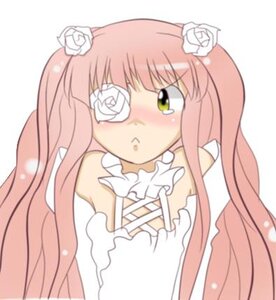 Rating: Safe Score: 0 Tags: 1girl blurry blush depth_of_field dress eyepatch flower image kirakishou long_hair pink_hair rose simple_background solo white_background white_flower white_rose yellow_eyes User: admin