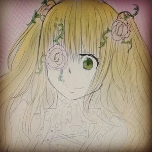 Rating: Safe Score: 0 Tags: 1girl auto_tagged closed_mouth flower green_eyes hair_ornament image kirakishou long_hair rose smile solo traditional_media User: admin