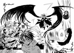 Rating: Safe Score: 0 Tags: 1boy 2girls comic dress glasses greyscale hat image monochrome multiple_girls pair puffy_sleeves remilia_scarlet shinku suigintou wings User: admin