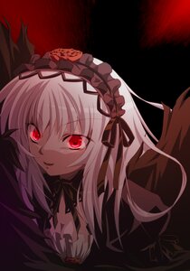 Rating: Safe Score: 0 Tags: 1girl bangs black_dress black_ribbon black_wings breasts cleavage detached_collar dress frills glowing glowing_eyes gucchi hairband image lolita_fashion long_hair long_sleeves looking_at_viewer photoshop_(medium) red_eyes ribbon rose rozen_maiden silver_hair solo suigintou white_hair wings User: admin