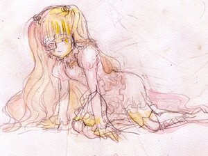 Rating: Safe Score: 0 Tags: 1girl all_fours blonde_hair boots dress flower frills hair_ornament image kirakishou long_hair pink_hair rose smile solo two_side_up yellow_eyes User: admin