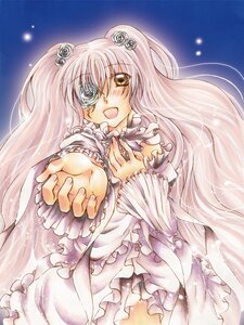 Rating: Safe Score: 0 Tags: 1girl blush doll_joints dress eyepatch flower frills hair_flower hair_ornament image joints kirakishou long_hair open_mouth pink_hair rose smile solo white_flower white_rose yellow_eyes User: admin