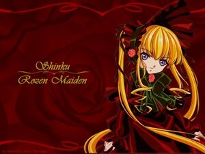 Rating: Safe Score: 0 Tags: 1girl blonde_hair blue_eyes bonnet bow bowtie dress flower green_bow green_neckwear image long_hair long_sleeves looking_at_viewer red_dress rose shinku sidelocks solo twintails User: admin