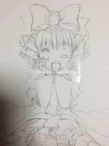 Rating: Safe Score: 0 Tags: 1girl blush bow closed_eyes dress fang greyscale hair_bow hakurei_reimu hinaichigo image long_sleeves monochrome open_mouth sketch smile solo traditional_media User: admin