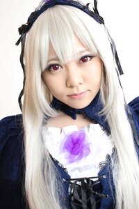 Rating: Safe Score: 0 Tags: 1girl bangs bow choker closed_mouth detached_collar dress flower gothic_lolita hairband lips lolita_fashion long_hair looking_at_viewer red_eyes ribbon rose solo suigintou white_hair User: admin