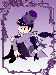 Rating: Safe Score: 0 Tags: 1boy 1girl black_hair dress flower hairband image long_hair purple_background purple_eyes purple_flower purple_rose rose solo suigintou User: admin