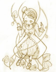 Rating: Safe Score: 0 Tags: 1girl ahoge bloomers bow dress full_body image kanaria long_hair long_sleeves monochrome solo traditional_media User: admin