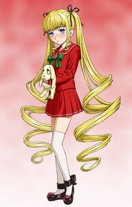 Rating: Safe Score: 0 Tags: 1girl blonde_hair blue_eyes blush bow commentary_request drill_hair full_body ichikawa_masahiro image kunkun long_hair long_sleeves looking_at_viewer mary_janes miniskirt pleated_skirt rozen_maiden school_uniform shinku shoes skirt solo standing stuffed_animal stuffed_dog thighhighs twintails very_long_hair white_legwear zettai_ryouiki User: admin