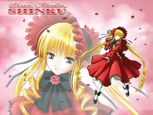 Rating: Safe Score: 0 Tags: 1girl blonde_hair blue_eyes bonnet bow bowtie dress drill_hair flower green_bow image long_hair long_sleeves looking_at_viewer petals red_dress rose shinku shoes solo twintails very_long_hair white_legwear User: admin