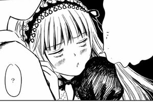 Rating: Safe Score: 0 Tags: 1girl ? blush comic greyscale hairband image lolita_hairband long_hair monochrome shinku solo speech_bubble suigintou User: admin