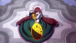 Rating: Safe Score: 0 Tags: 1girl dress flower frills green_dress image long_hair red_eyes solo suiseiseki very_long_hair User: admin