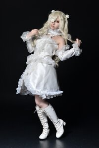 Rating: Safe Score: 0 Tags: 1girl 3d bare_shoulders black_background blonde_hair boots detached_sleeves dress frills full_body hair_ornament high_heels kirakishou knee_boots lips long_hair long_sleeves solo white_dress white_footwear User: admin