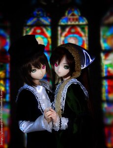 Rating: Safe Score: 0 Tags: 2girls blurry blurry_background blurry_foreground brown_hair chromatic_aberration depth_of_field doll dress frills green_eyes hat heterochromia holding_hands long_sleeves looking_at_viewer motion_blur multiple_dolls multiple_girls photo red_eyes short_hair siblings sisters smile souseiseki suiseiseki tagme twins upper_body User: admin