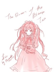 Rating: Safe Score: 0 Tags: 1girl dated dress heart image long_hair long_sleeves monochrome shinku signature smile solo striped twintails very_long_hair User: admin