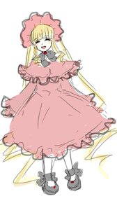 Rating: Safe Score: 0 Tags: 1girl ^_^ blonde_hair bonnet bow closed_eyes dress full_body hat image long_hair long_sleeves open_mouth shinku smile solo standing umbrella User: admin