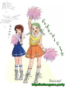 Rating: Safe Score: 0 Tags: 2girls boots brown_hair cheerleader clothes_writing full_body green_eyes green_hair heterochromia image kanaria kneehighs multiple_girls open_mouth orange_skirt pair pinzu pom_pom_(cheerleading) rozen_maiden short_hair skirt smile souseiseki standing twintails white_background User: admin