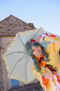 Rating: Safe Score: 0 Tags: 1girl blue_hair drill_hair flower hair_flower hair_ornament holding_umbrella kanaria lips long_hair parasol raincoat smile solo umbrella User: admin