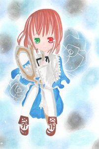 Rating: Safe Score: 0 Tags: 1girl blue_dress brown_hair cross-laced_footwear dress full_body green_eyes heterochromia image long_sleeves looking_at_viewer red_eyes short_hair solo souseiseki standing water User: admin