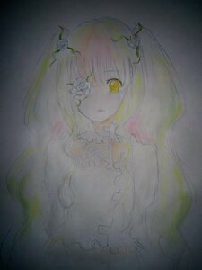 Rating: Safe Score: 0 Tags: 1girl bangs dress flower hair_flower hair_ornament image kirakishou long_hair looking_at_viewer rose solo thorns traditional_media upper_body vines watercolor_(medium) yellow_eyes User: admin