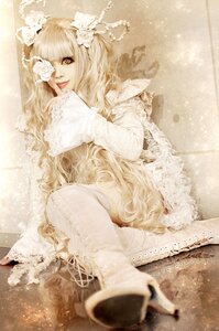 Rating: Safe Score: 0 Tags: 1girl blonde_hair dress eyepatch flower frills hair_flower hair_ornament kirakishou lace lips lolita_fashion long_hair rose sepia sitting solo white_flower white_rose white_theme yellow_eyes User: admin