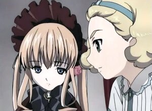 Rating: Safe Score: 0 Tags: 2girls bangs blonde_hair blue_eyes bow closed_mouth expressionless flower frills image long_hair looking_at_viewer multiple_girls portrait profile rose sarah shinku simple_background solo User: admin