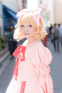 Rating: Safe Score: 0 Tags: 1girl artist_name blonde_hair blue_eyes blurry blurry_background blurry_foreground bow day depth_of_field dress hair_bow hinaichigo lips looking_at_viewer photo ribbon see-through short_hair smile solo striped upper_body vertical_stripes watermark User: admin