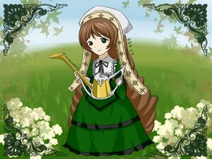 Rating: Safe Score: 0 Tags: 1girl brown_hair dress flower green_dress green_eyes hat head_scarf heterochromia image instrument long_hair long_sleeves outdoors solo suiseiseki very_long_hair watering_can User: admin