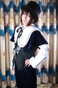 Rating: Safe Score: 0 Tags: blurry blurry_background blurry_foreground brown_hair depth_of_field hand_on_hip hat heterochromia long_sleeves looking_at_viewer motion_blur photo photo_background red_eyes ribbon shirt short_hair solo solo_focus souseiseki stained_glass User: admin