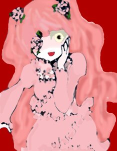 Rating: Safe Score: 0 Tags: 1girl blush dress flower hands_on_own_cheeks hands_on_own_face image kirakishou long_hair open_mouth pink_hair red_background simple_background solo User: admin