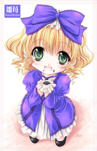 Rating: Safe Score: 0 Tags: 1girl :d blonde_hair blush bow chibi dress frills from_above full_body green_eyes hair_bow hina_ichigo hinaichigo holding image long_sleeves looking_at_viewer looking_up miyama-zero open_mouth photoshop_(medium) pink_bow ribbon rozen_maiden shoes short_hair smile solo User: admin