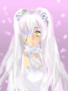 Rating: Safe Score: 0 Tags: 1girl blue_flower blue_rose dress eyepatch flower hair_flower image kirakishou long_hair looking_at_viewer rose solo veil white_flower white_rose yellow_eyes User: admin