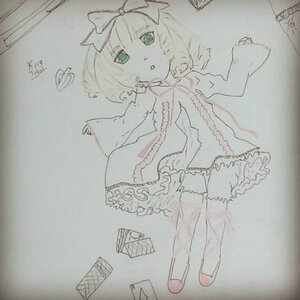 Rating: Safe Score: 0 Tags: 1girl artist_name bloomers bow dress frills full_body hair_bow hina_ichigo hinaichigo image long_sleeves photo short_hair signature solo traditional_media underwear User: admin