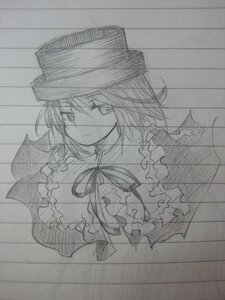 Rating: Safe Score: 0 Tags: 1girl bat_wings closed_mouth frills greyscale image monochrome solo souseiseki traditional_media wings User: admin