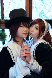 Rating: Safe Score: 0 Tags: 2girls 91076 black_hair brown_hair hat lips long_sleeves maid multiple_cosplay multiple_girls realistic short_hair tagme tree User: admin