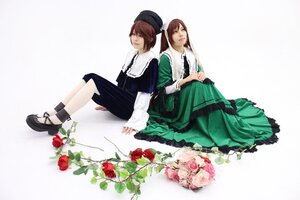 Rating: Safe Score: 0 Tags: 2girls brown_eyes brown_hair dress flower green_dress hat long_hair long_sleeves multiple_cosplay multiple_girls red_flower red_rose rose short_hair siblings sisters sitting souseiseki suiseiseki tagme twins User: admin