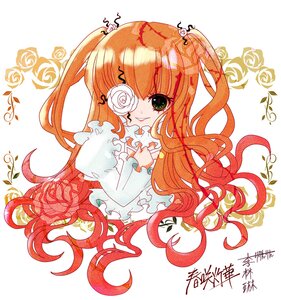 Rating: Safe Score: 0 Tags: 1girl eyepatch flower image kirakishou long_hair orange_hair rose smile solo striped thorns two_side_up vertical_stripes vines User: admin