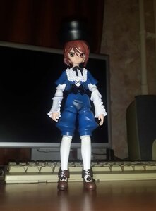 Rating: Safe Score: 0 Tags: 1girl brown_hair doll dress frills full_body hat long_sleeves looking_at_viewer pantyhose ribbon shoes short_hair shorts solo souseiseki standing top_hat white_legwear User: admin