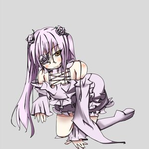 Rating: Safe Score: 0 Tags: 1girl all_fours bare_shoulders blush boots dress eyepatch flower hair_flower hair_ornament image kirakishou long_hair purple_hair rose solo striped very_long_hair white_rose yellow_eyes User: admin